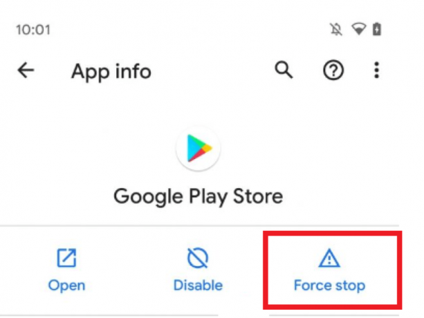 Google Play Store – Информация о приложении – Force Stop