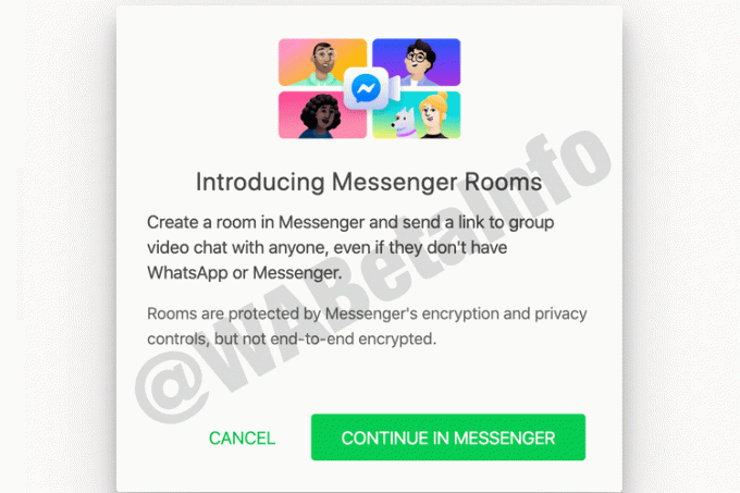 Skratka Messenger Rooms webová stránka WA