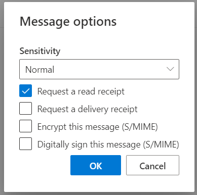 Opzioni dei messaggi di Outlook