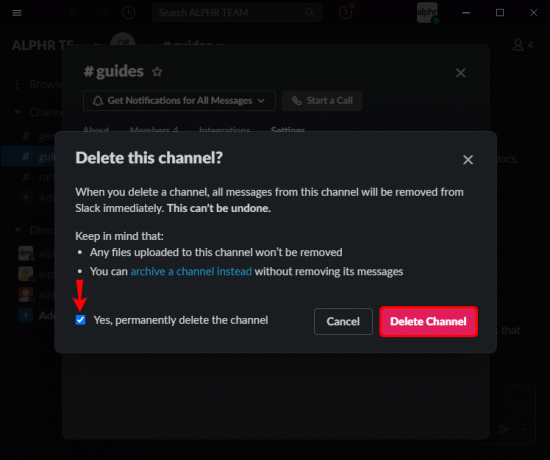 Как удалить канал в Slack