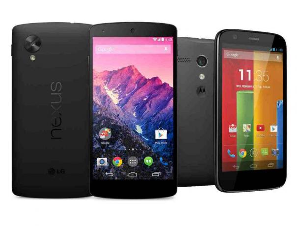 مقارنة بين Nexus 5 و Moto G.
