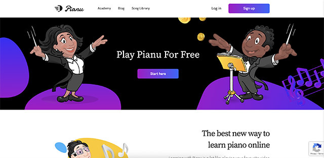 webová stránka klavíra, kde sa môžete naučiť klávesnicu