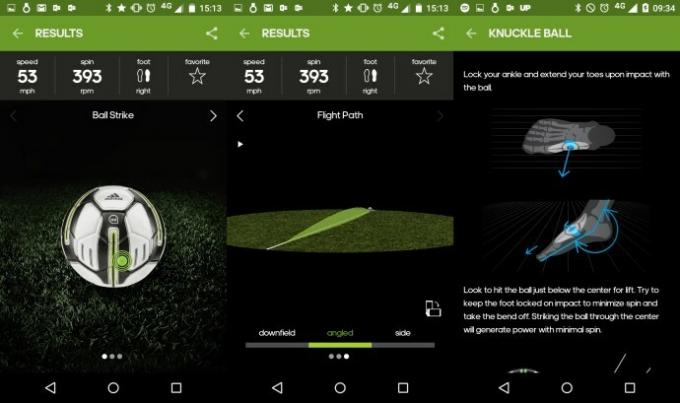 Análise do Adidas miCoach Smart Ball: capturas de tela do aplicativo